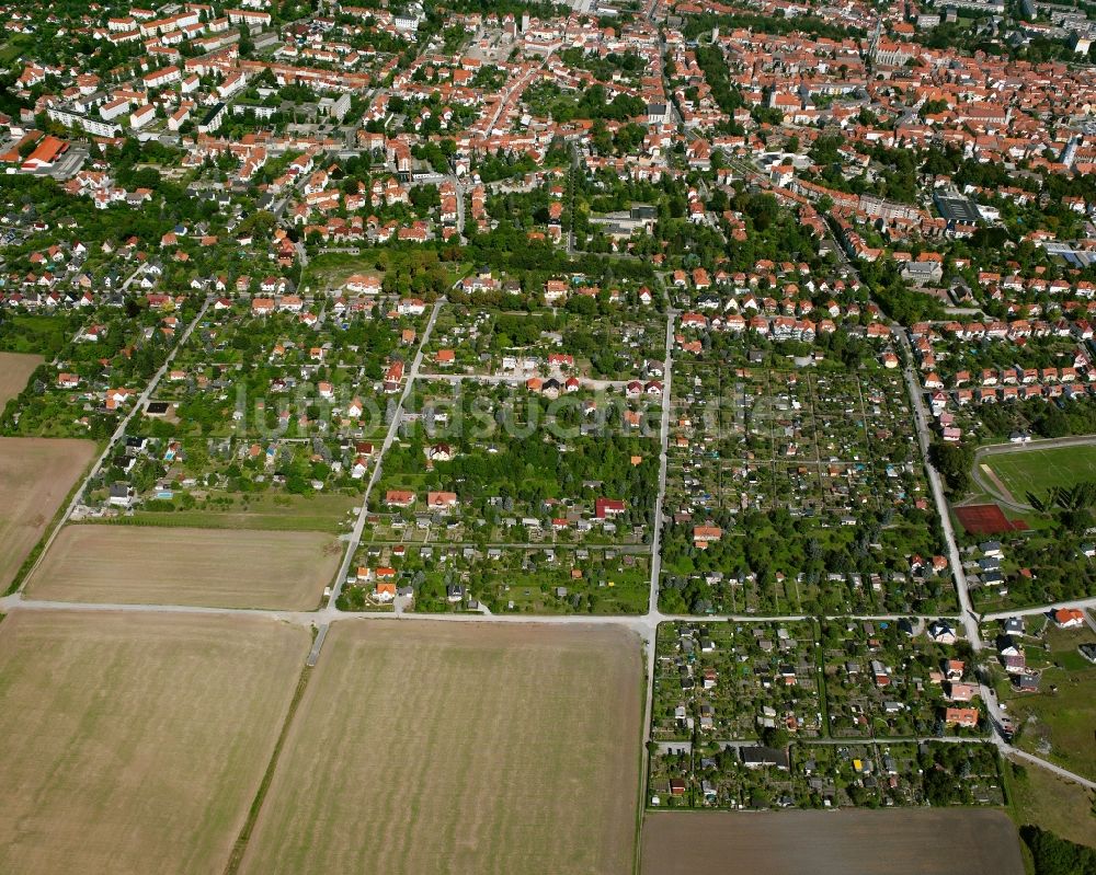 Mühlhausen/Thüringen aus der Vogelperspektive: Wohngebiet der Mehrfamilienhaussiedlung in Mühlhausen im Bundesland Thüringen, Deutschland