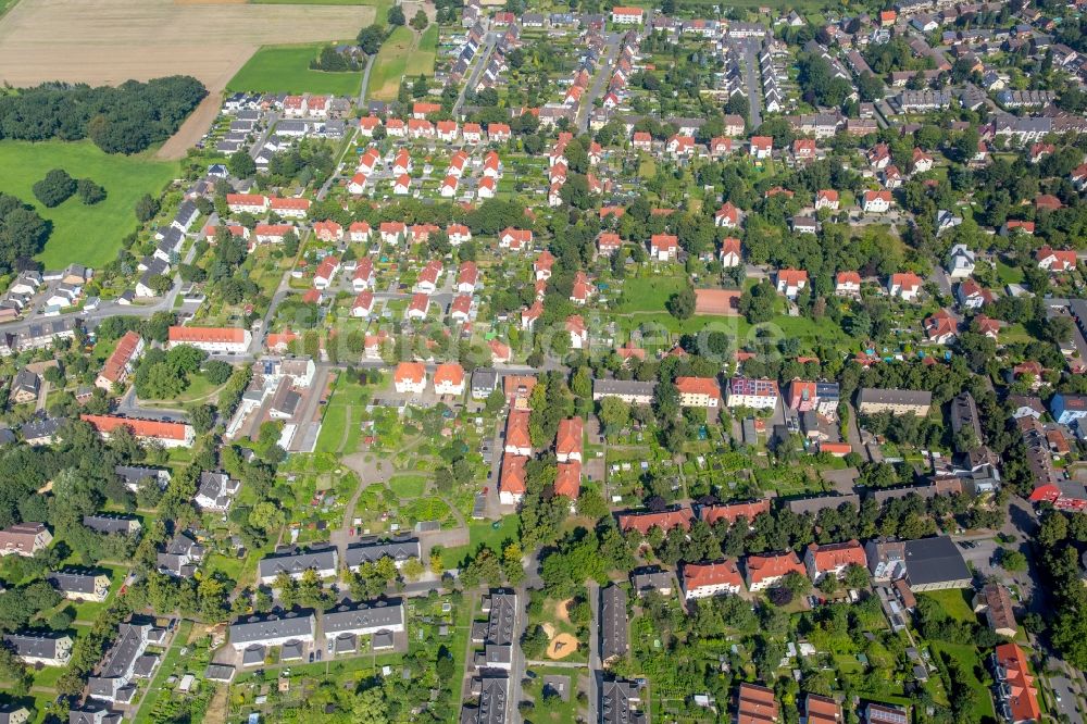 Luftaufnahme Lünen - Wohngebiet der Mehrfamilienhaussiedlung Neue Kolonie Brambauer in Lünen im Bundesland Nordrhein-Westfalen