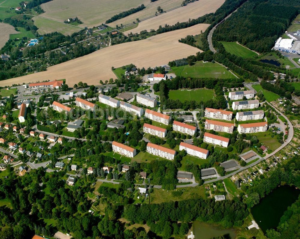 Oederan aus der Vogelperspektive: Wohngebiet der Mehrfamilienhaussiedlung in Oederan im Bundesland Sachsen, Deutschland