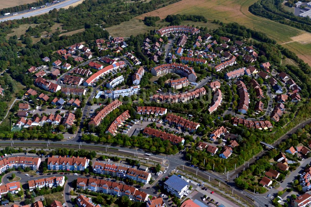 Würzburg von oben - Wohngebiet der Mehrfamilienhaussiedlung im Ortsteil Heuchelhof in Würzburg im Bundesland Bayern, Deutschland