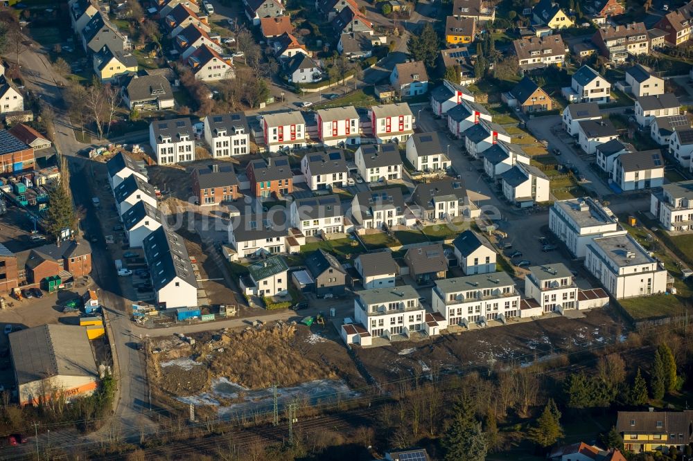 Essen aus der Vogelperspektive: Wohngebiet einer Mehrfamilienhaussiedlung im Ortsteil Horst in Essen im Bundesland Nordrhein-Westfalen