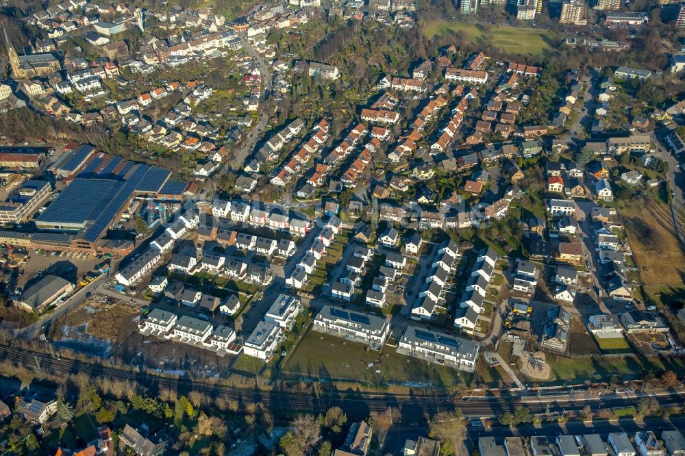 Essen aus der Vogelperspektive: Wohngebiet einer Mehrfamilienhaussiedlung im Ortsteil Horst in Essen im Bundesland Nordrhein-Westfalen