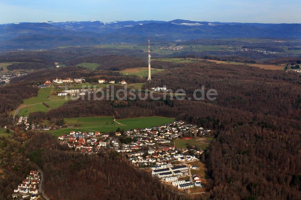 Grenzach-Wyhlen von oben - Wohngebiet einer Mehrfamilienhaussiedlung im Ortsteil Neufeld in Grenzach-Wyhlen im Bundesland Baden-Württemberg