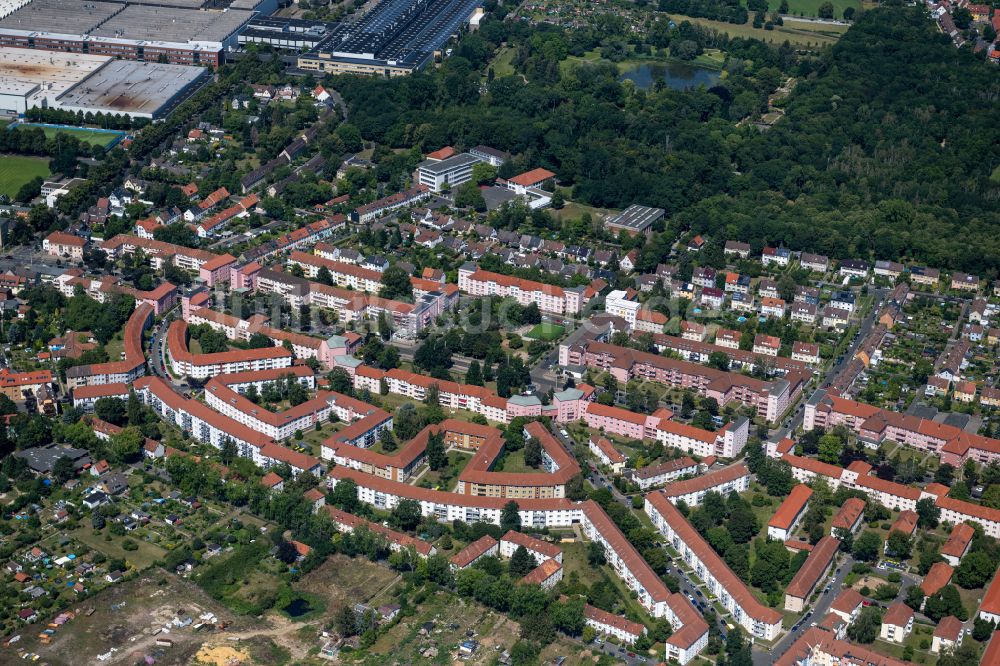 Luftbild Braunschweig - Wohngebiet der Mehrfamilienhaussiedlung im Ortsteil Siegfriedviertel in Braunschweig im Bundesland Niedersachsen, Deutschland