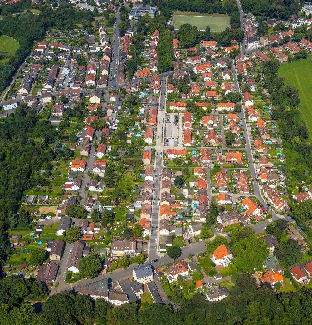 Herne von oben - Wohngebiet der Mehrfamilienhaussiedlung Siedlung an der Hordeler Straße in Bochum im Bundesland Nordrhein-Westfalen