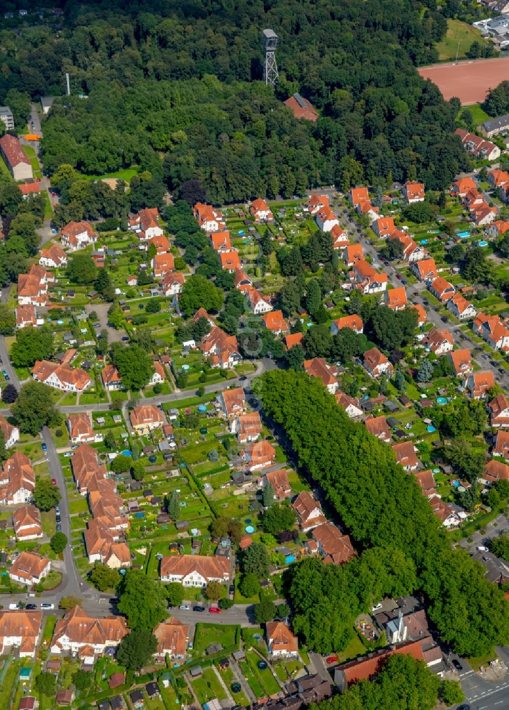 Herne aus der Vogelperspektive: Wohngebiet der Mehrfamilienhaussiedlung Siedlung Teutoburgia in Herne im Bundesland Nordrhein-Westfalen