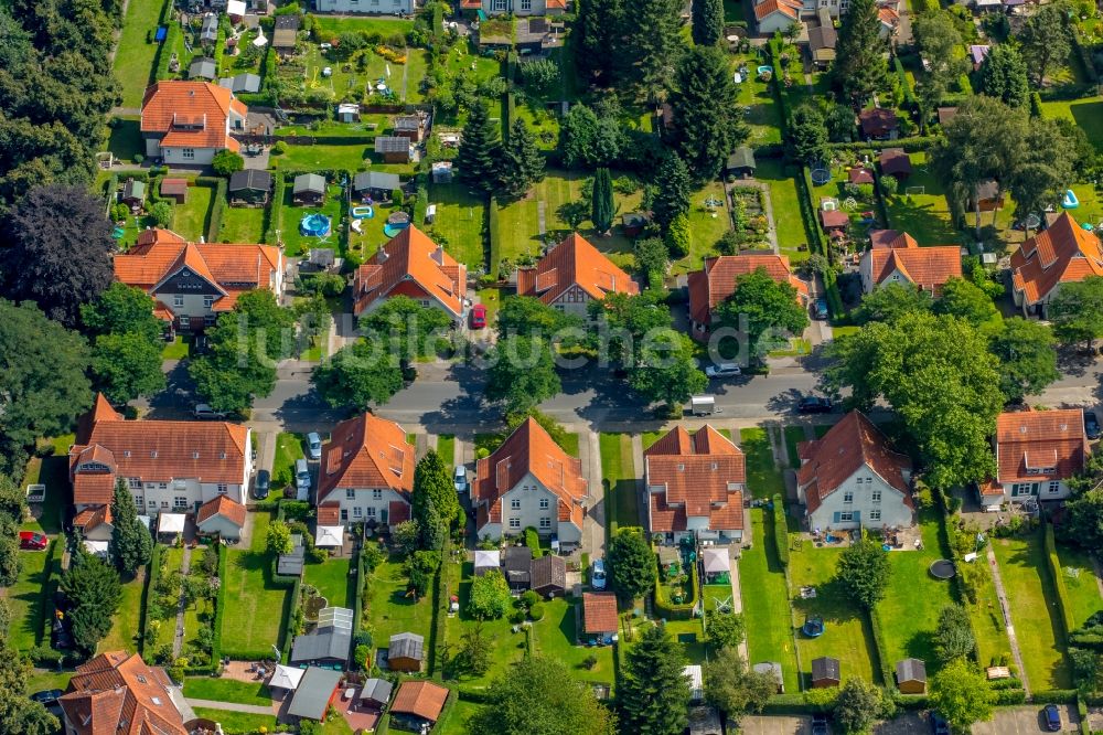 Herne von oben - Wohngebiet der Mehrfamilienhaussiedlung Siedlung Teutoburgia in Herne im Bundesland Nordrhein-Westfalen