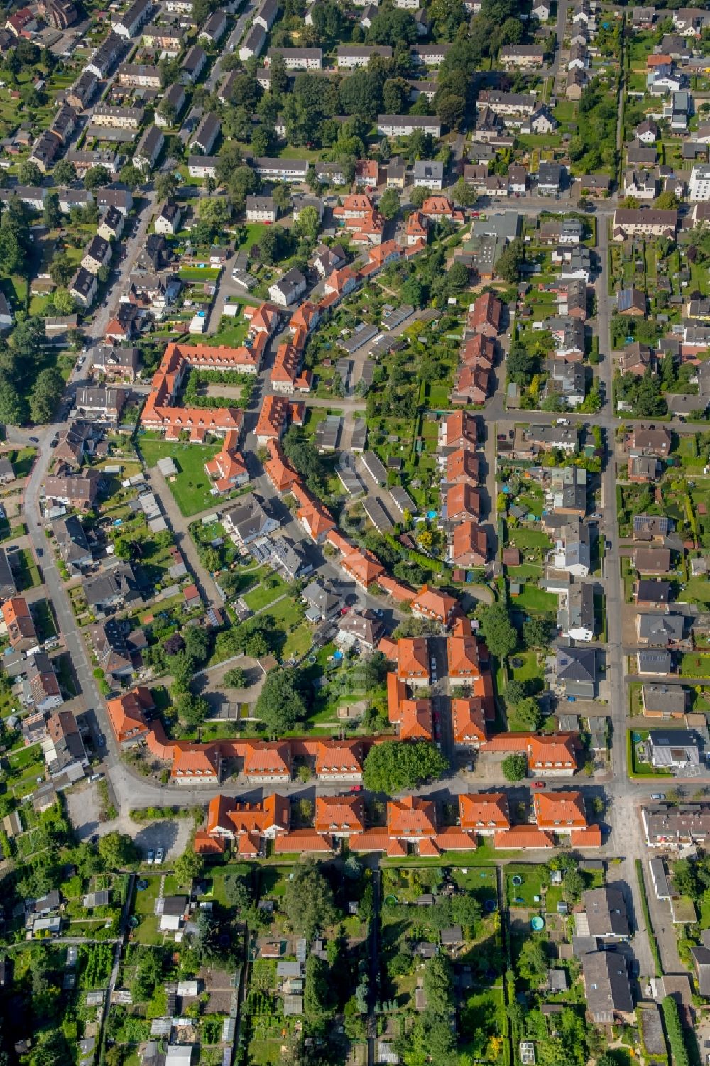 Luftaufnahme Lünen - Wohngebiet der Mehrfamilienhaussiedlung Siedlung Wevelsbacher Weg in Lünen im Bundesland Nordrhein-Westfalen