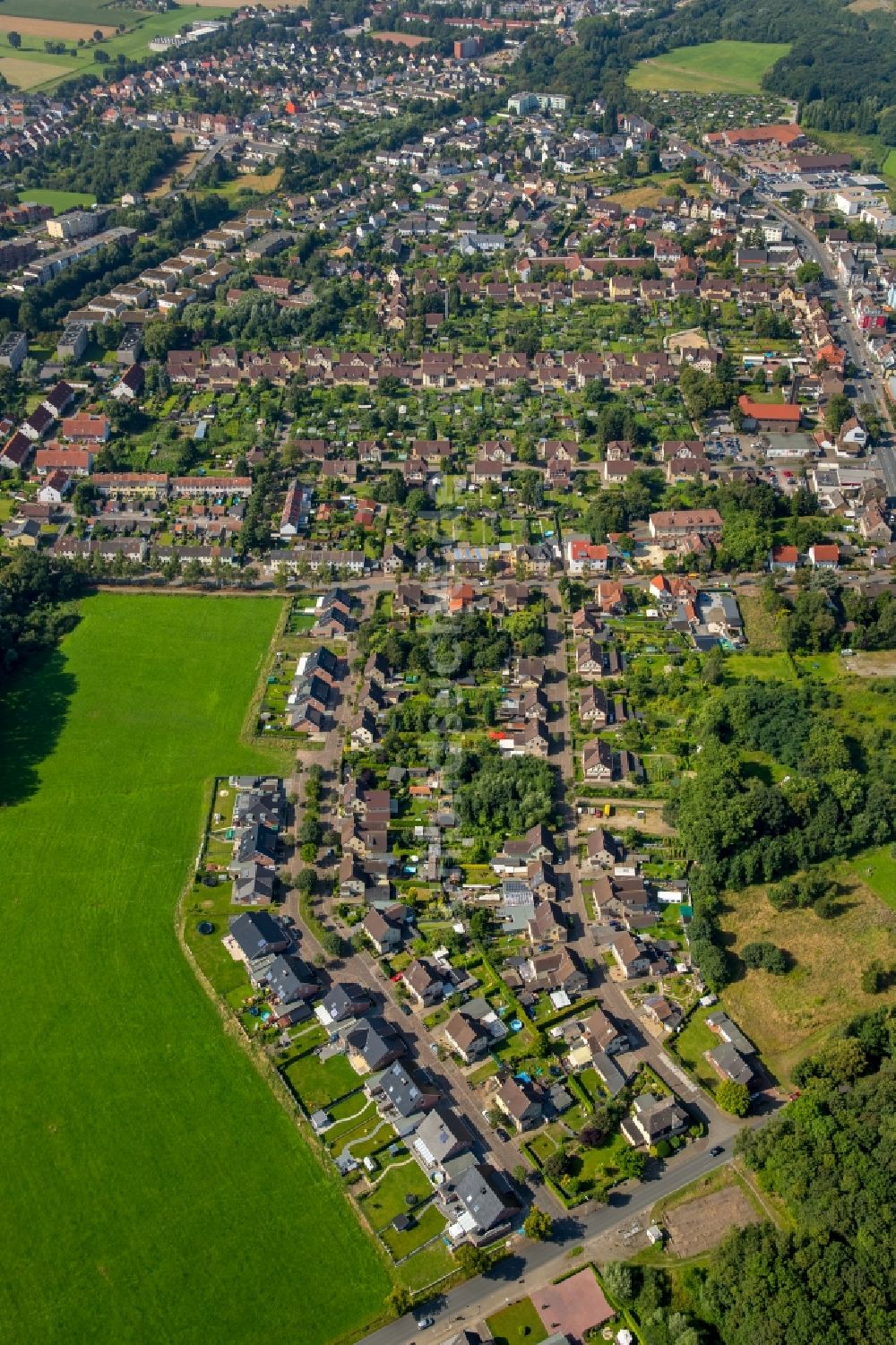 Luftaufnahme Hamm - Wohngebiet der Mehrfamilienhaussiedlung Siedlung Wiescherhöfen in Hamm im Bundesland Nordrhein-Westfalen