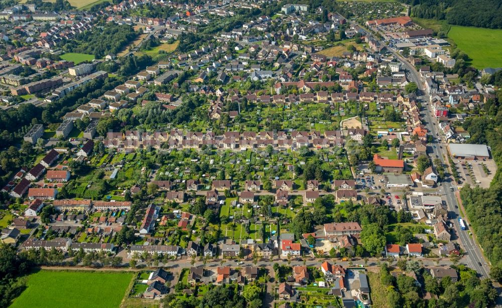 Hamm von oben - Wohngebiet der Mehrfamilienhaussiedlung Siedlung Wiescherhöfen in Hamm im Bundesland Nordrhein-Westfalen