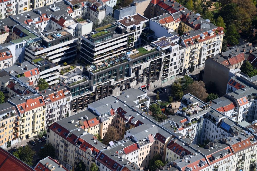 Berlin aus der Vogelperspektive: Wohngebiet der Mehrfamilienhaussiedlung Smart Homing an der Pasteurstraße im Ortsteil Prenzlauer Berg in Berlin, Deutschland