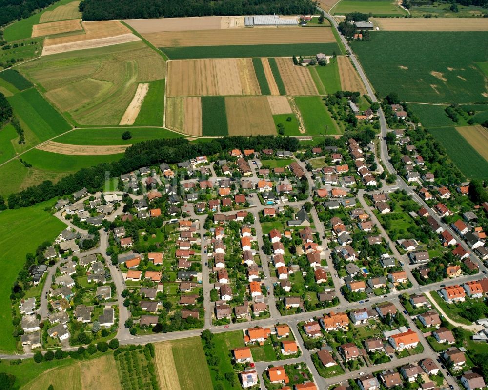 Sparwiesen von oben - Wohngebiet der Mehrfamilienhaussiedlung in Sparwiesen im Bundesland Baden-Württemberg, Deutschland