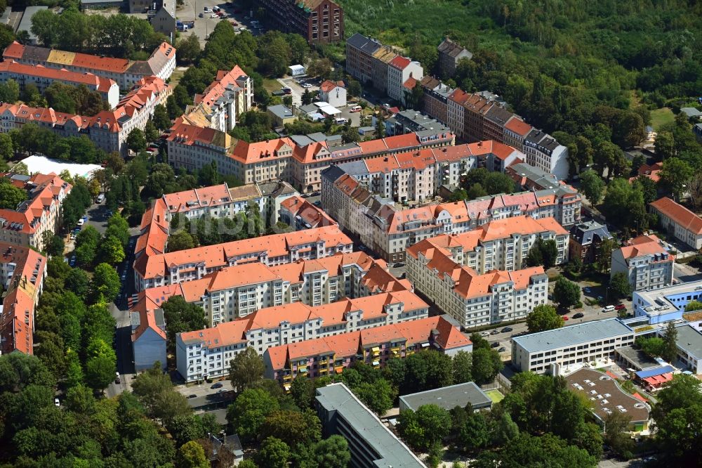 Luftbild Leipzig - Wohngebiet der Mehrfamilienhaussiedlung an der Theodor-Neubauer-Straße in Leipzig im Bundesland Sachsen, Deutschland