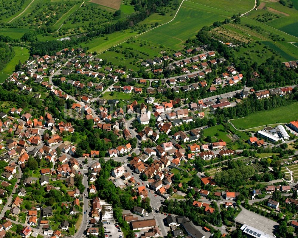 Unterweissach aus der Vogelperspektive: Wohngebiet der Mehrfamilienhaussiedlung in Unterweissach im Bundesland Baden-Württemberg, Deutschland