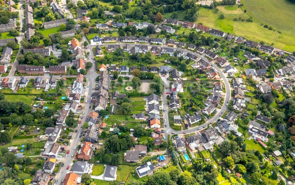 Luftbild Essen - Wohngebiet einer Mehrfamilienhaussiedlung am Velthover Winkel Ecke Höchtebogen in Essen im Bundesland Nordrhein-Westfalen - NRW, Deutschland