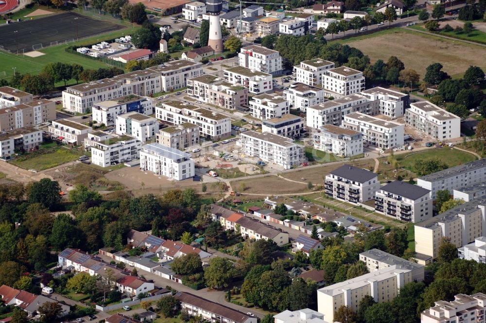 Kehl von oben - Wohngebiet der Mehrfamilienhaussiedlung Am Wasserturm in Kehl im Bundesland Baden-Württemberg, Deutschland