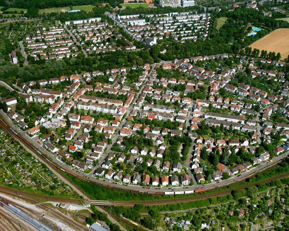 Luftaufnahme Weiherfeld - Dammerstock - Wohngebiet der Mehrfamilienhaussiedlung in Weiherfeld - Dammerstock im Bundesland Baden-Württemberg, Deutschland