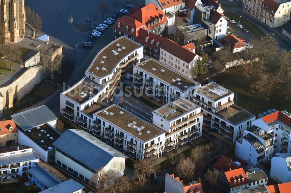 Erfurt aus der Vogelperspektive: Wohngebiet Mehrfamilienhaussiedlung Wohnen am Dom im Zentrum in Erfurt im Bundesland Thüringen, Deutschland