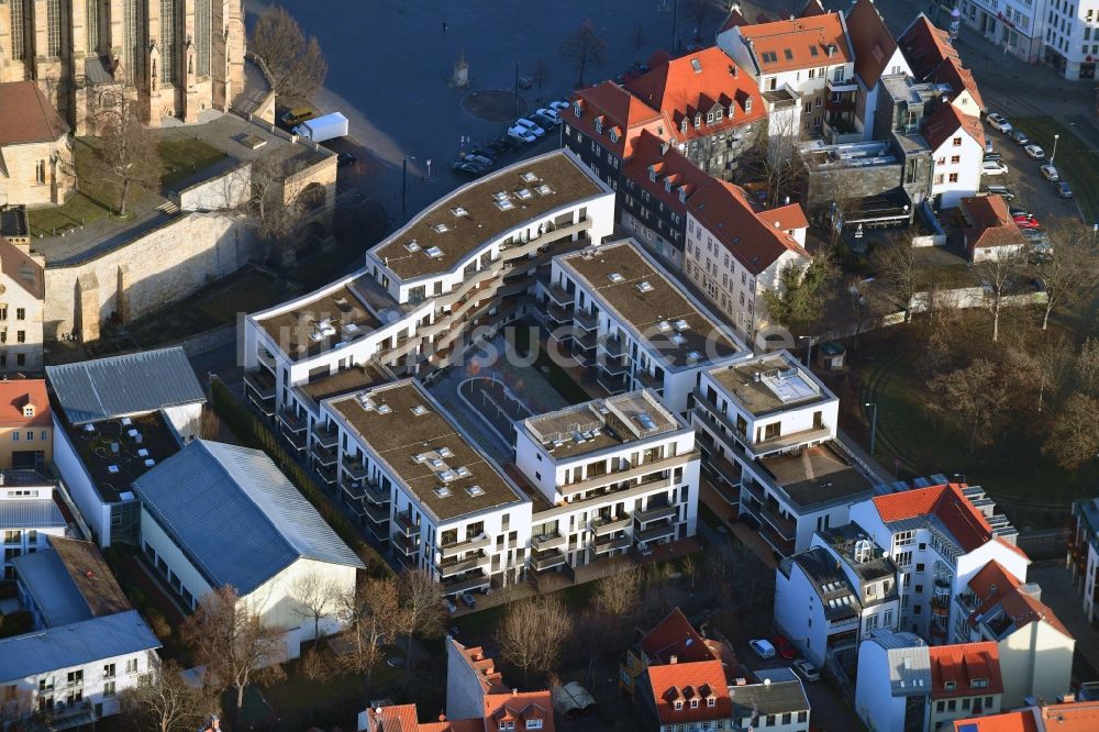 Luftbild Erfurt - Wohngebiet Mehrfamilienhaussiedlung Wohnen am Dom im Zentrum in Erfurt im Bundesland Thüringen, Deutschland