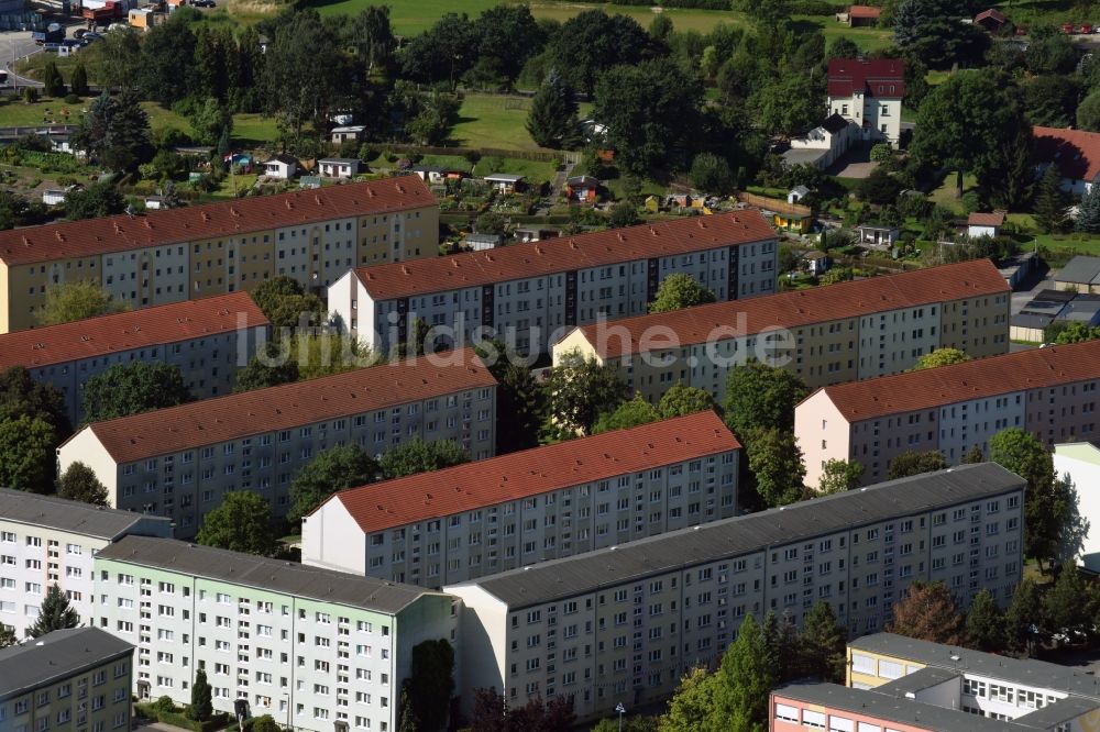 Luftbild Kamenz - Wohngebiet einer Mehrfamilienhaussiedlung und Wohnhausanlage an der Körnerstraße in Kamenz im Bundesland Sachsen