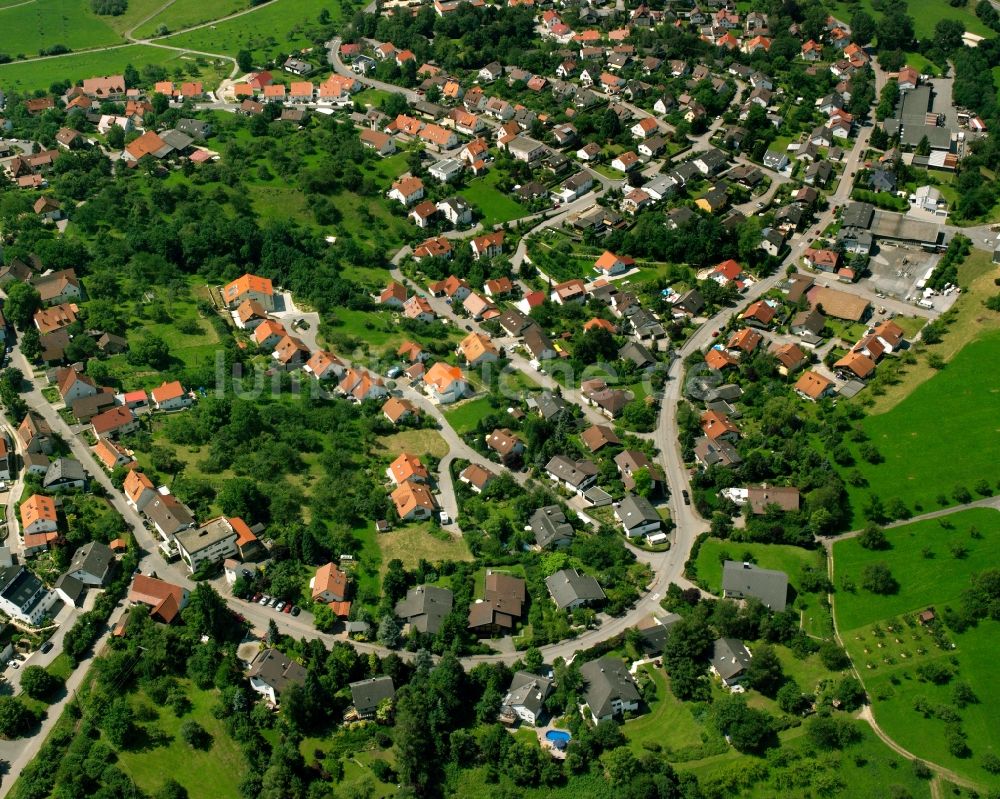 Luftbild Aichelberg - Wohngebiet - Mischbebauung der Mehr- und Einfamilienhaussiedlung in Aichelberg im Bundesland Baden-Württemberg, Deutschland