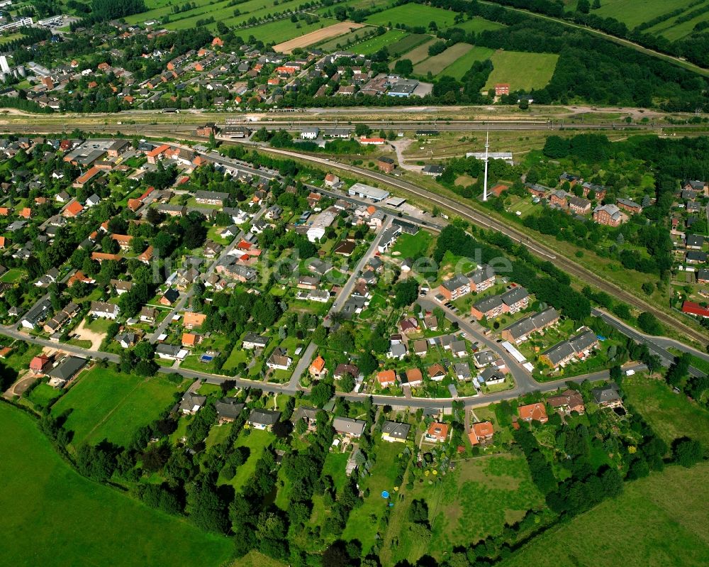 Büchen von oben - Wohngebiet - Mischbebauung der Mehr- und Einfamilienhaussiedlung in Büchen im Bundesland Schleswig-Holstein, Deutschland