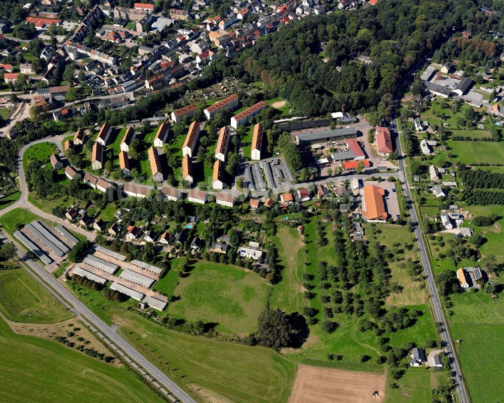 Luftbild Berthelsdorf - Wohngebiet - Mischbebauung der Mehr- und Einfamilienhaussiedlung in Berthelsdorf im Bundesland Sachsen, Deutschland