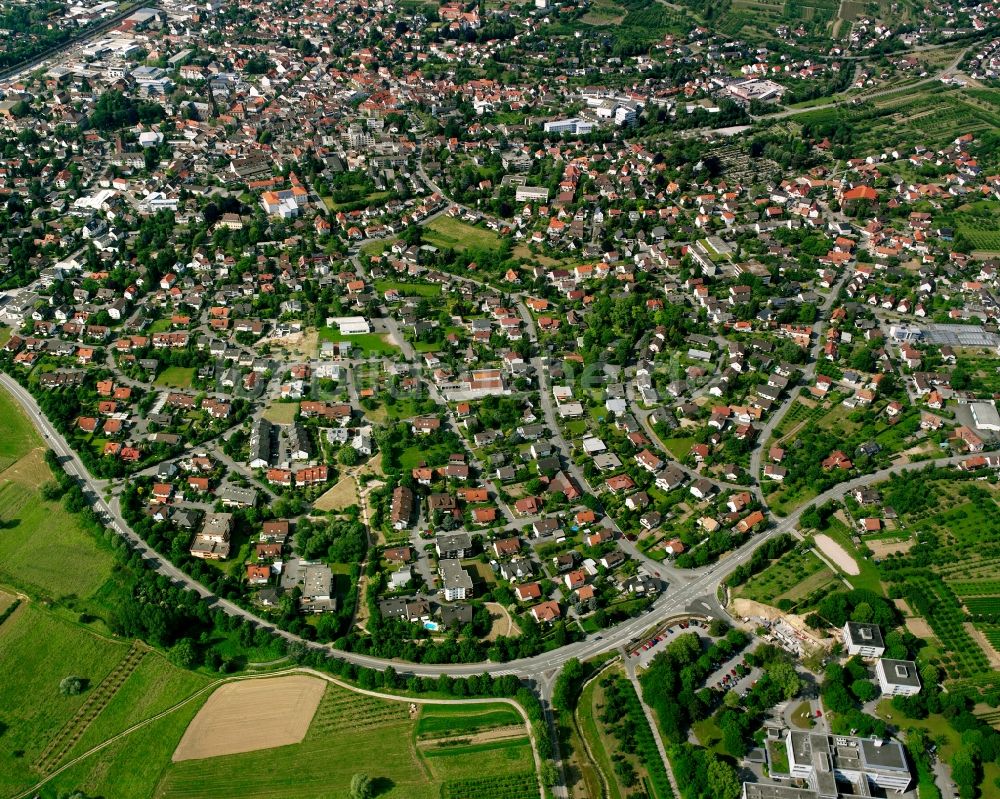 Luftaufnahme Bühl - Wohngebiet - Mischbebauung der Mehr- und Einfamilienhaussiedlung in Bühl im Bundesland Baden-Württemberg, Deutschland