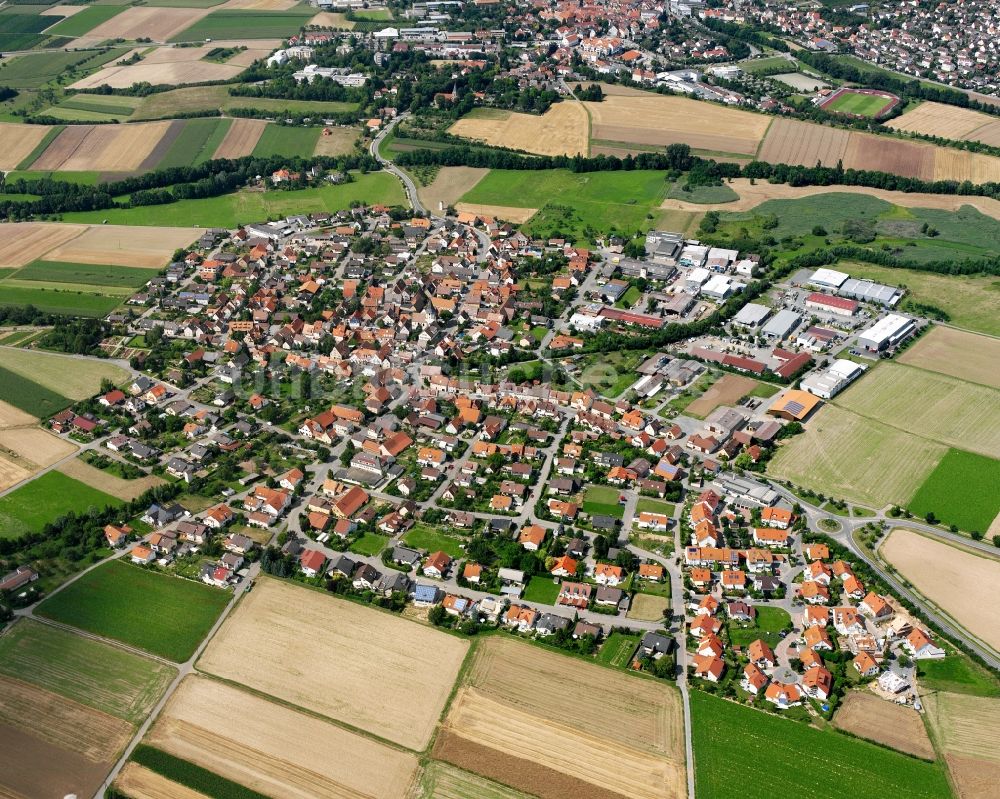 Botenheim von oben - Wohngebiet - Mischbebauung der Mehr- und Einfamilienhaussiedlung in Botenheim im Bundesland Baden-Württemberg, Deutschland