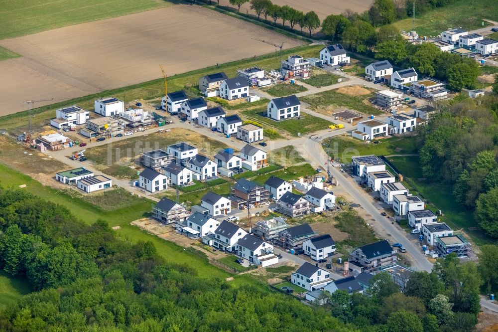 Gelsenkirchen von oben - Wohngebiet - Mischbebauung der Mehr- und Einfamilienhaussiedlung Am Buerschen Waldbogen entlang der Westerholter Straße in Gelsenkirchen im Bundesland Nordrhein-Westfalen, Deutschland