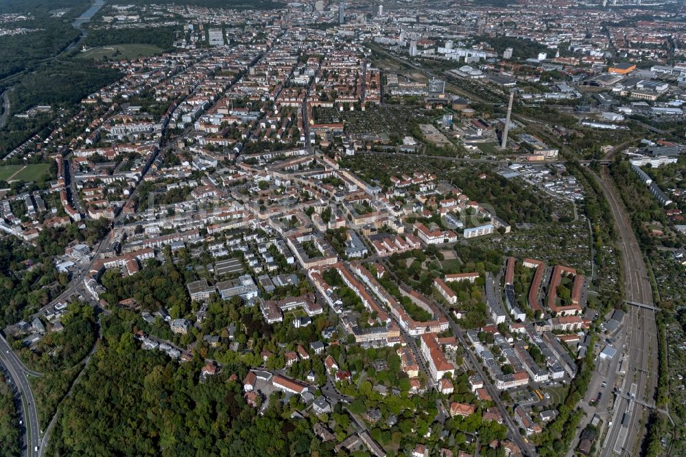 Luftaufnahme Connewitz - Wohngebiet - Mischbebauung der Mehr- und Einfamilienhaussiedlung in Connewitz im Bundesland Sachsen, Deutschland