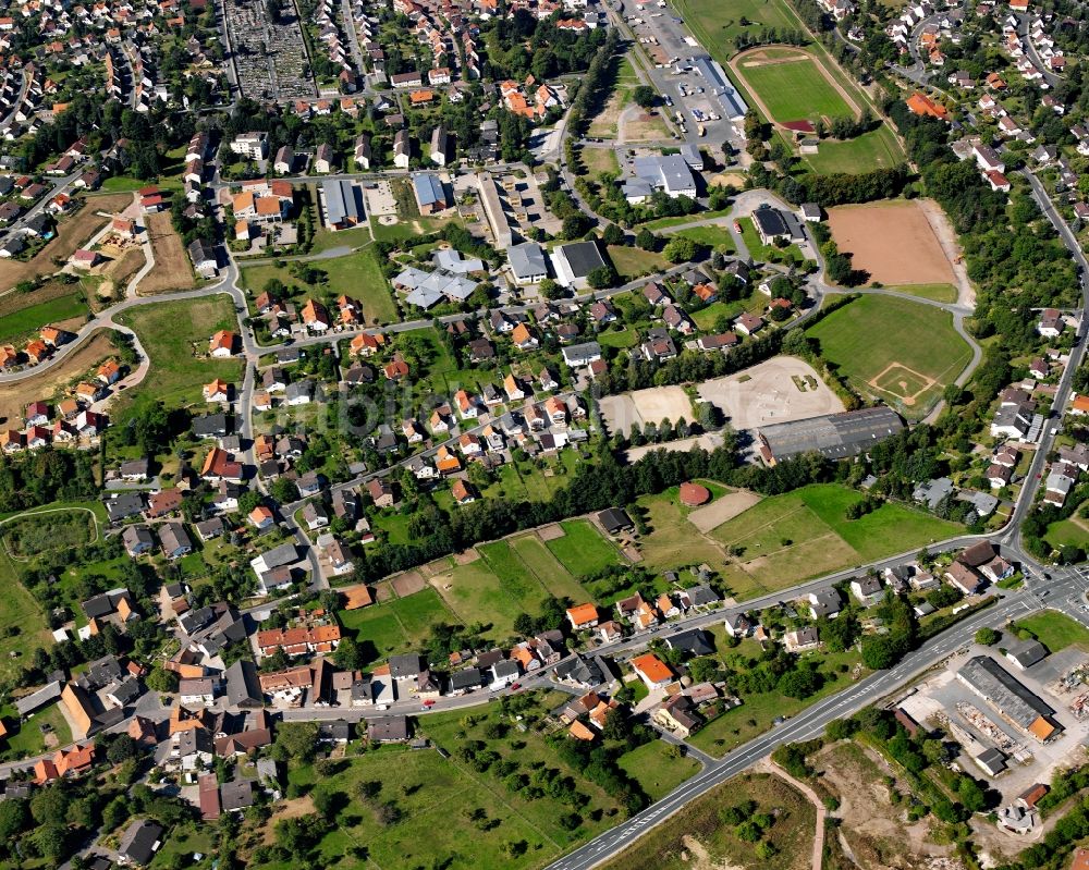 Luftbild Dorf-Erbach - Wohngebiet - Mischbebauung der Mehr- und Einfamilienhaussiedlung in Dorf-Erbach im Bundesland Hessen, Deutschland