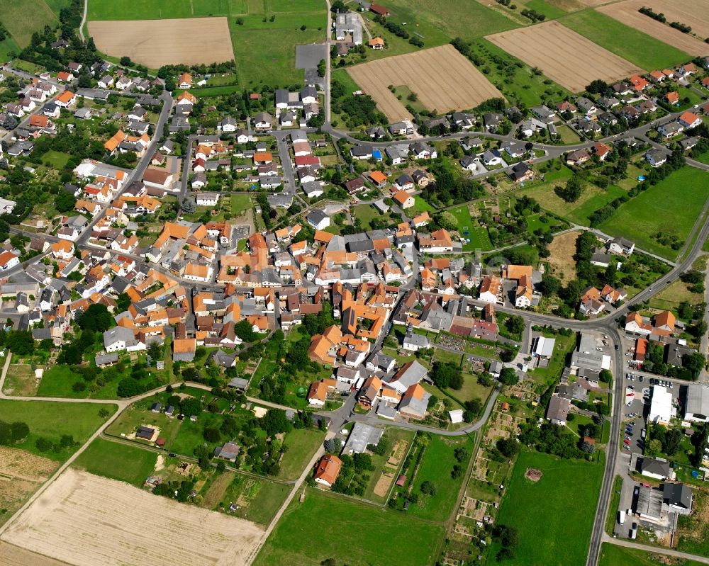 Luftaufnahme Dorf-Güll - Wohngebiet - Mischbebauung der Mehr- und Einfamilienhaussiedlung in Dorf-Güll im Bundesland Hessen, Deutschland