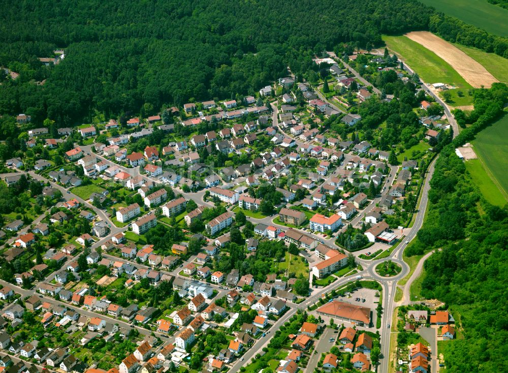 Eisenberg (Pfalz) von oben - Wohngebiet - Mischbebauung der Mehr- und Einfamilienhaussiedlung in Eisenberg (Pfalz) im Bundesland Rheinland-Pfalz, Deutschland