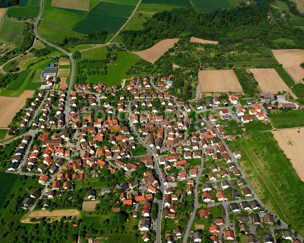 Luftaufnahme Erbstetten - Wohngebiet - Mischbebauung der Mehr- und Einfamilienhaussiedlung in Erbstetten im Bundesland Baden-Württemberg, Deutschland