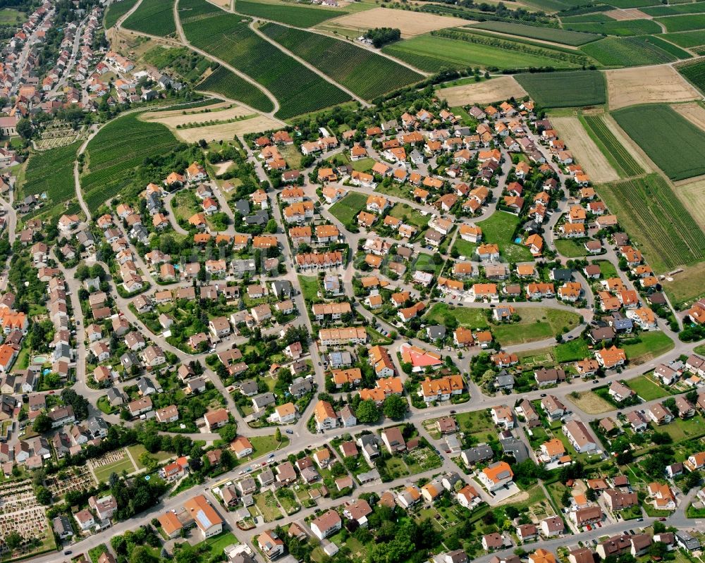 Luftbild Erlenbach - Wohngebiet - Mischbebauung der Mehr- und Einfamilienhaussiedlung in Erlenbach im Bundesland Baden-Württemberg, Deutschland