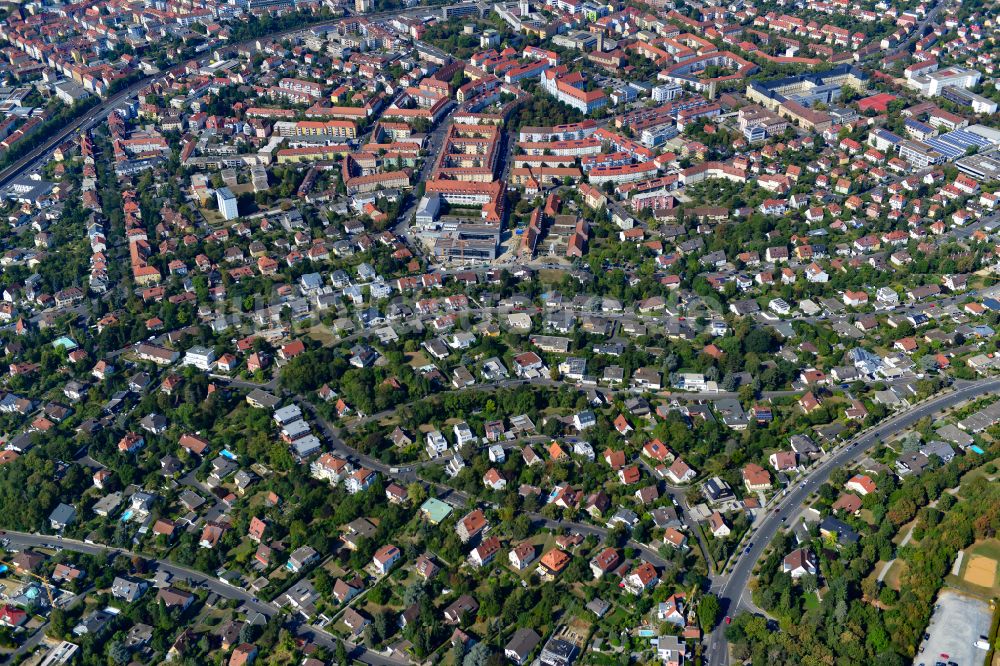 Frauenland aus der Vogelperspektive: Wohngebiet - Mischbebauung der Mehr- und Einfamilienhaussiedlung in Frauenland im Bundesland Bayern, Deutschland