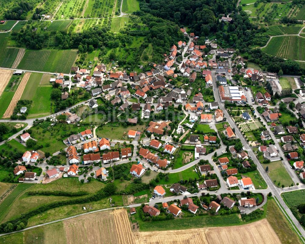 Luftbild Frauenzimmern - Wohngebiet - Mischbebauung der Mehr- und Einfamilienhaussiedlung in Frauenzimmern im Bundesland Baden-Württemberg, Deutschland