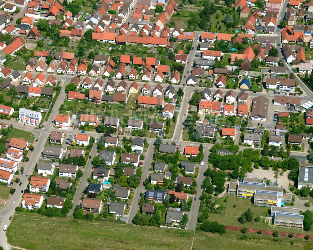 Friedrichstal von oben - Wohngebiet - Mischbebauung der Mehr- und Einfamilienhaussiedlung in Friedrichstal im Bundesland Baden-Württemberg, Deutschland