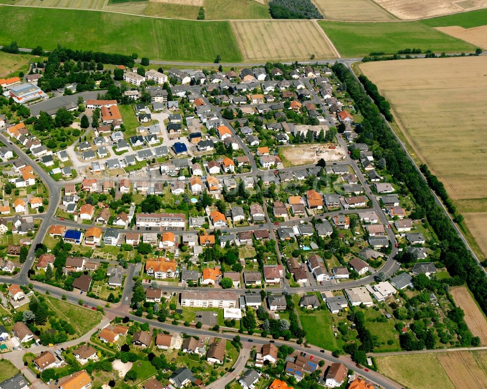 Garbenteich von oben - Wohngebiet - Mischbebauung der Mehr- und Einfamilienhaussiedlung in Garbenteich im Bundesland Hessen, Deutschland