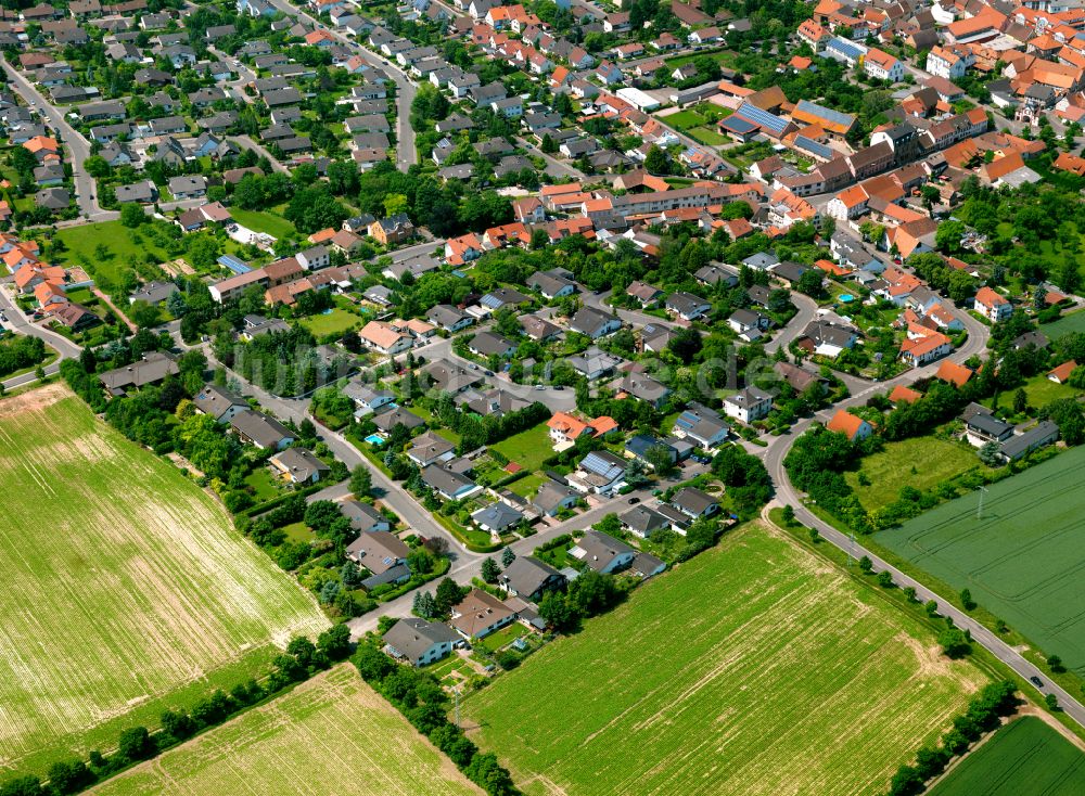 Luftbild Göllheim - Wohngebiet - Mischbebauung der Mehr- und Einfamilienhaussiedlung in Göllheim im Bundesland Rheinland-Pfalz, Deutschland