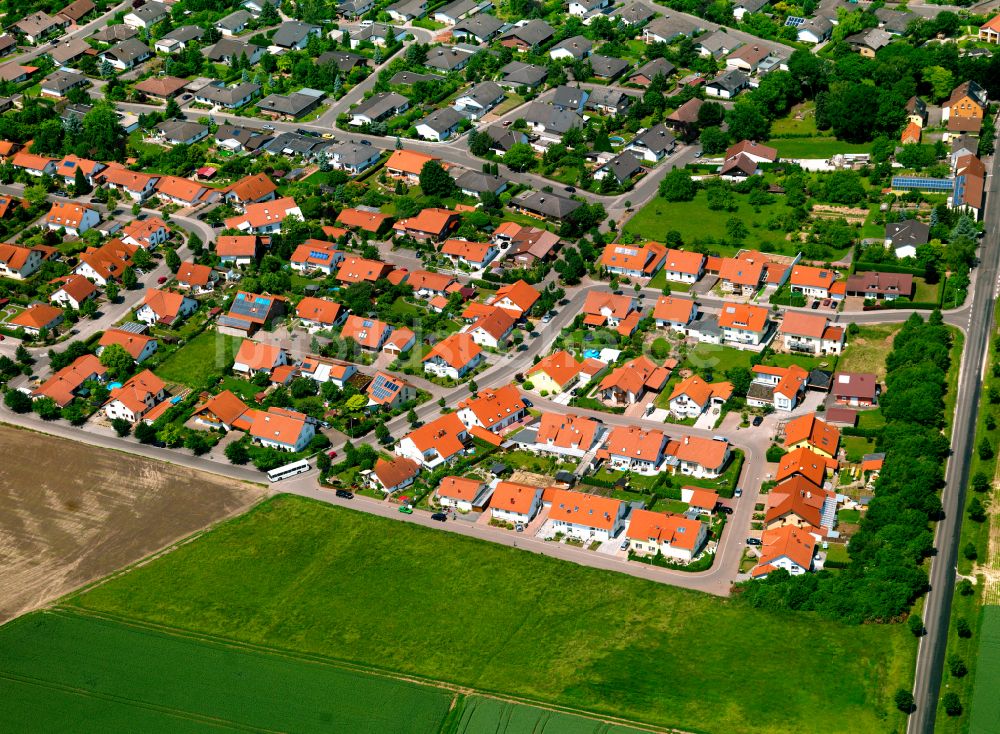 Göllheim aus der Vogelperspektive: Wohngebiet - Mischbebauung der Mehr- und Einfamilienhaussiedlung in Göllheim im Bundesland Rheinland-Pfalz, Deutschland