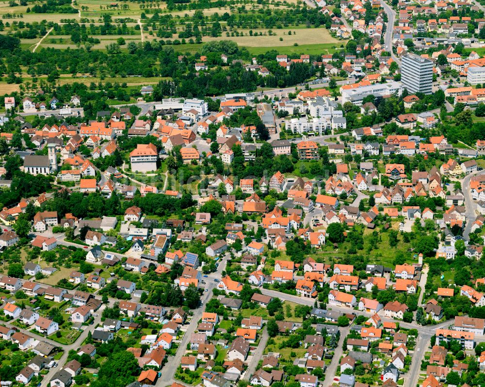 Luftbild Gomaringen - Wohngebiet - Mischbebauung der Mehr- und Einfamilienhaussiedlung in Gomaringen im Bundesland Baden-Württemberg, Deutschland