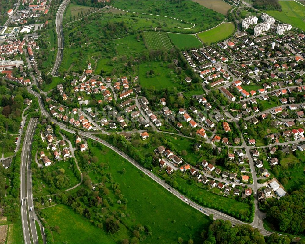 Luftaufnahme Göppingen - Wohngebiet - Mischbebauung der Mehr- und Einfamilienhaussiedlung in Göppingen im Bundesland Baden-Württemberg, Deutschland