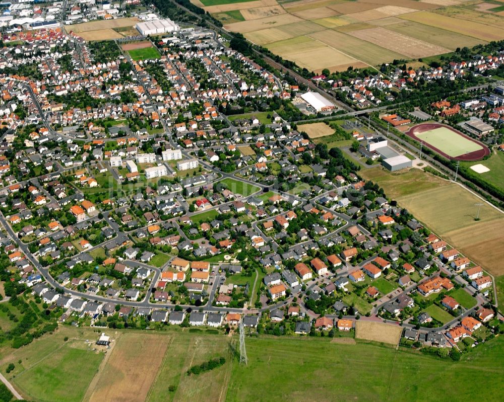 Luftaufnahme Großen-Linden - Wohngebiet - Mischbebauung der Mehr- und Einfamilienhaussiedlung in Großen-Linden im Bundesland Hessen, Deutschland