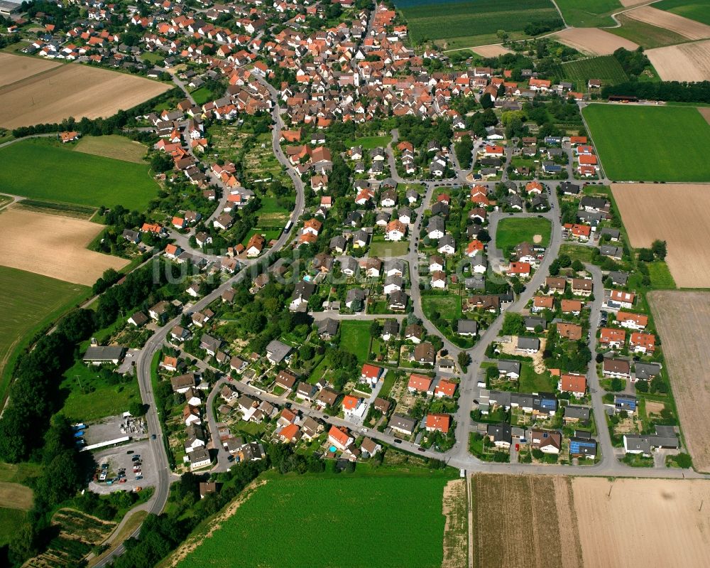 Luftaufnahme Hausen - Wohngebiet - Mischbebauung der Mehr- und Einfamilienhaussiedlung in Hausen im Bundesland Baden-Württemberg, Deutschland