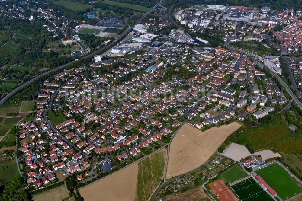 Luftaufnahme Heidingsfeld - Wohngebiet - Mischbebauung der Mehr- und Einfamilienhaussiedlung in Heidingsfeld im Bundesland Bayern, Deutschland