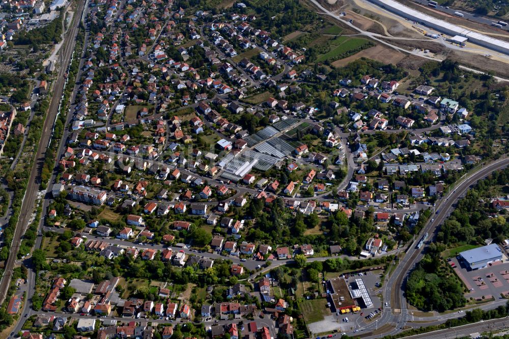 Heidingsfeld von oben - Wohngebiet - Mischbebauung der Mehr- und Einfamilienhaussiedlung in Heidingsfeld im Bundesland Bayern, Deutschland