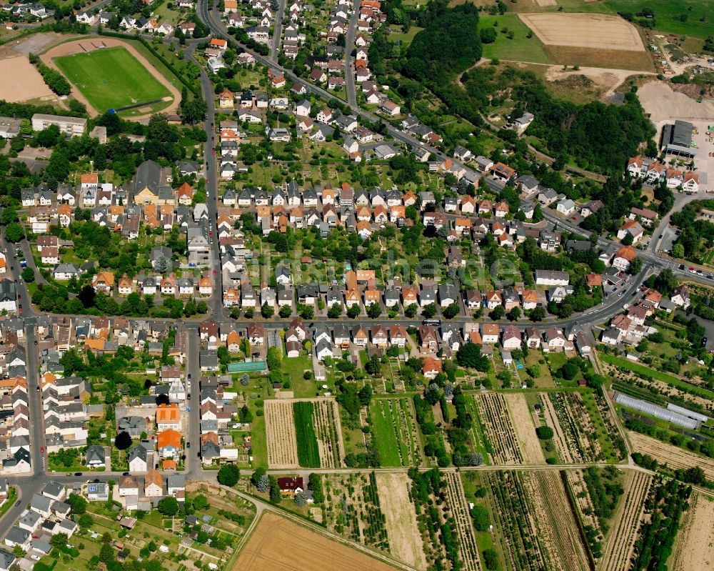 Luftbild Heuchelheim - Wohngebiet - Mischbebauung der Mehr- und Einfamilienhaussiedlung in Heuchelheim im Bundesland Hessen, Deutschland