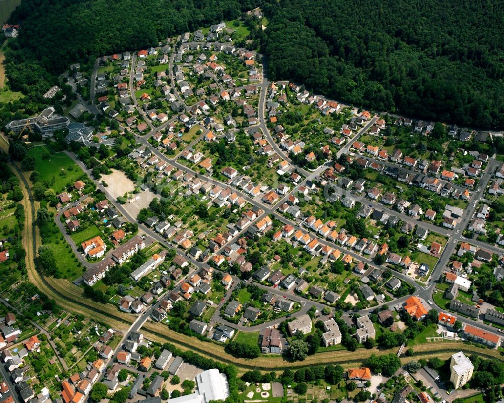 Luftaufnahme Lollar - Wohngebiet - Mischbebauung der Mehr- und Einfamilienhaussiedlung in Lollar im Bundesland Hessen, Deutschland